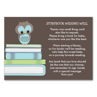 Blue Owl Baby Shower Book Insert Request Card Business Cards