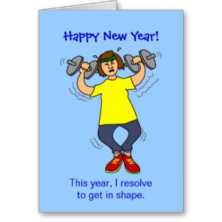 Funny Workout Resolution Cartoon New Years Card