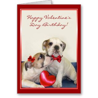 Happy Valentine's Day Birthday Bulldog card