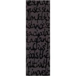 Hand tufted Contemporary Black/Grey Scriptive Contemporary Stella Smith New Zealand Wool Abstract Rug (2' Surya Runner Rugs