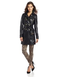 Juicy Couture Women's Sienna Coated Trench, Pitch Black, X Large Trenchcoats