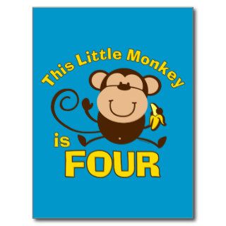Little Monkey 4th Birthday Boy Post Card