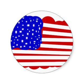 US Flag Round Sticker