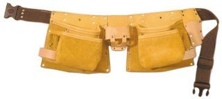 McGuire Nicholas 427 12 Pocket Carpenter Apron in Tan Full Grain Leather with Tan Cotton Belt   Tool Belts  