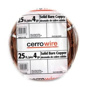 Cerrowire 25 ft. 4/1 Solid Soft Drawn Bare Copper Grounding Wire 050 2400A
