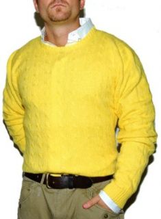 Polo Ralph Lauren Mens Cashmere Crewneck Sweater Cable Classic Yellow XL at  Men�s Clothing store