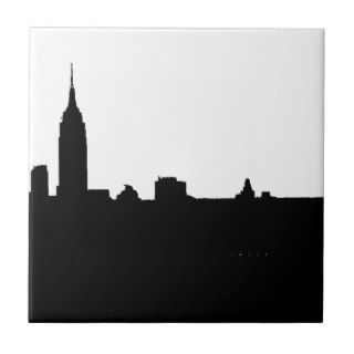 Black & White New York Silhouette Ceramic Tile