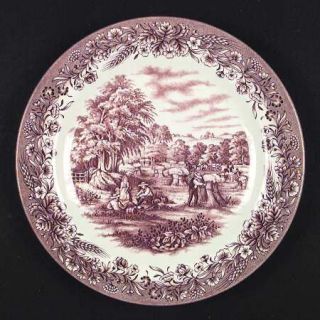 Churchill China Currier & Ives Brown Dinner Plate, Fine China Dinnerware   Light