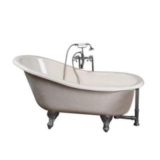 Barclay Products 5 ft. Acrylic Slipper Bathtub Kit in Bisque with Polished Chrome Accessories TKATS60 BCP2