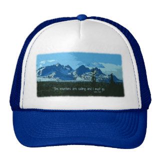 Mountain Peaks digital art   John Muir quote Hats
