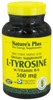 Natures Plus   L Tyrosine with Vitamin B 6 500 mg.   90 Vegetarian Capsules