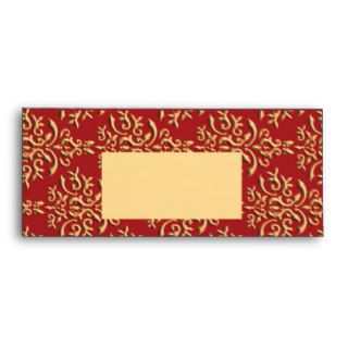Gold Red Damask 2 #10 Envelope Template