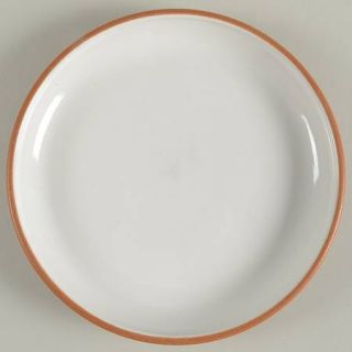 Pottery Barn Phoenix Salad Plate, Fine China Dinnerware   White, Terra Cotta Tri