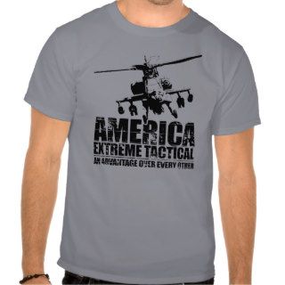 America Extreme Tactical   Apache Helicopter Tshirt