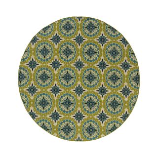Floral Medallion Blue Indoor/Outdoor Round Rugs