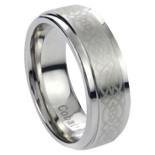 Daxx Mens Cobalt Engraved Celtic Design Band   Silver 10