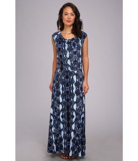 Calvin Klein Print Cowl Neck Maxi Dress Womens Dress (Blue)