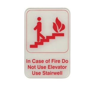 Update International In Case of Fire? Sign   6x9 Red on White