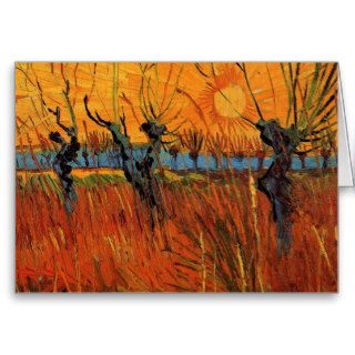 Van Gogh Willows at Sunset, Vintage Impressionism Card