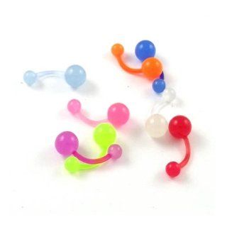 HOT 8 Pcs Candy Series Uv Ball Silicone Rod Soft Pole Tongue Nail Navel Ring Jewelry
