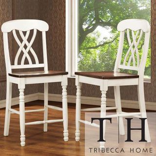 TRIBECCA HOME Mackenzie White Counter Height Chair (Set of 2) Tribecca Home Bar Stools