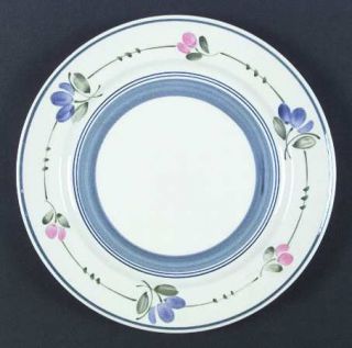 Nikko Verona Dinner Plate, Fine China Dinnerware   Blue Bands, Pink &  Blue Flow