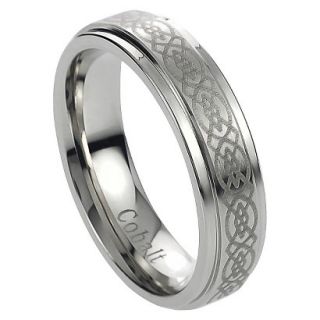 Daxx Mens Cobalt Engraved Celtic Design Band   Silver 10