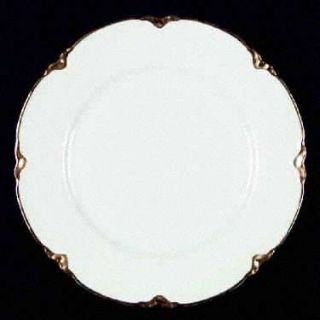 Thomas Tho33 Dinner Plate, Fine China Dinnerware   Scalloped, White With Gold Tr