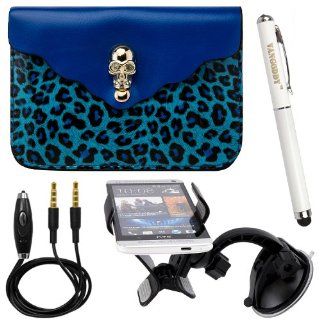 Leopard Skull Bag Carrying Case (Blue) for Nokia Lumia 1520 / 1320 Windows Phone 8 + Windshield Mount + Auxilary Audio Cable Cell Phones & Accessories