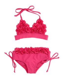 Talisa Flower Ruffle Two Piece Swimsuit, Pink, 4 6