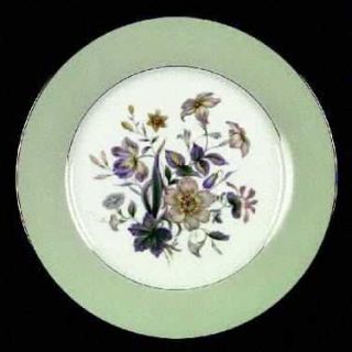 Noritake Shasta Dinner Plate, Fine China Dinnerware   Floral Center, Mint Green
