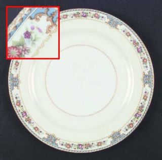 Aladdin Empress Dinner Plate, Fine China Dinnerware   Pink Floral Border,Blue In