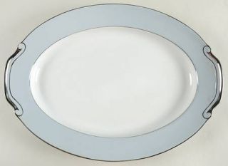 Seyei 398 (Rim) 16 Oval Serving Platter, Fine China Dinnerware   Gray Color Ban