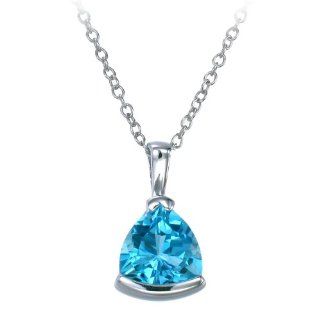 Sterling Silver Swiss Blue Topaz Pendant (1.80 CT) With 18" Chain Pendant Necklaces Jewelry