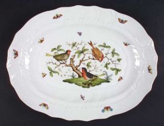 Herend Rothschild Bird (Ro) 16 Oval Serving Platter, Fine China Dinnerware   Bi