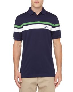 Striped Pique Golf Shirt, Navy/Green