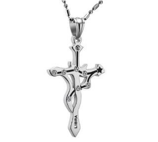 His or Hers Asian Style Libra Sword Shape Titanium CZ Pendant Necklaces in a Nice Gift Box GX435 T Jewelry