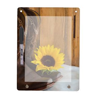 Sunflowers and Cowboy Boots Dry Erase Board