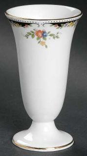 Wedgwood Osborne 4 Vase, Fine China Dinnerware   Black Border & Dots, Flowers