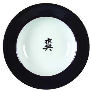 Studio Nova Dragon Black Large Rim Soup Bowl, Fine China Dinnerware   Black&Whit