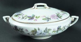 Royal Worcester June Garland Round Covered Vegetable, Fine China Dinnerware   Pi
