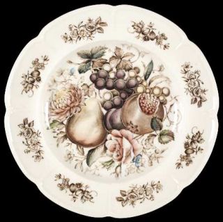Johnson Brothers Windsor Fruit (Georgian,Ribbed Border) Dinner Plate, Fine China