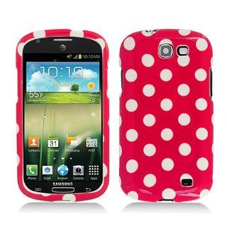 Hot Pink White Polka Dot Hard Cover Case for Samsung Galaxy Express SGH I437 Cell Phones & Accessories