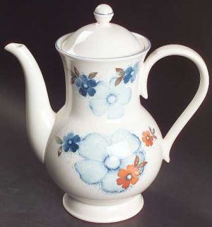 Noritake Glimmer Coffee Pot & Lid, Fine China Dinnerware   Versatone I, Blue & O