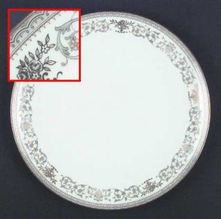 Noritake Gracelyn Dinner Plate, Fine China Dinnerware   Gold Flowers,Green Scrol