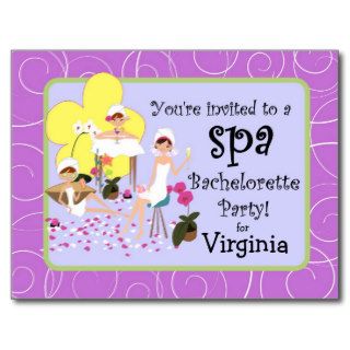 Personalized Bachelorette Party Spa Invitations Post Cards