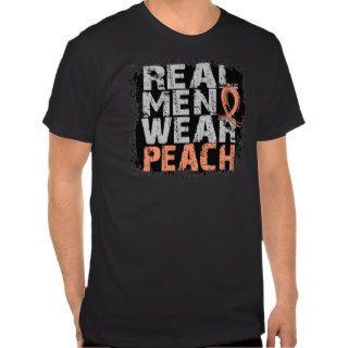 Uterine Cancer Real Men Wear Peach T Shirt