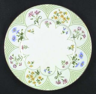 Ceralene Fleurs D Ete Dinner Plate, Fine China Dinnerware   Menton/Orient,Green