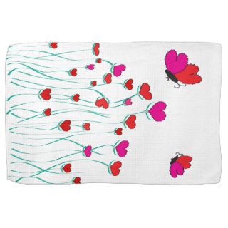 Hearts and Butterflies Valentine Love Towel