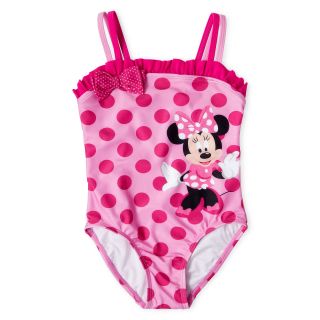 Disney Pink Minnie Mouse 1 Piece Swimsuit, Girls